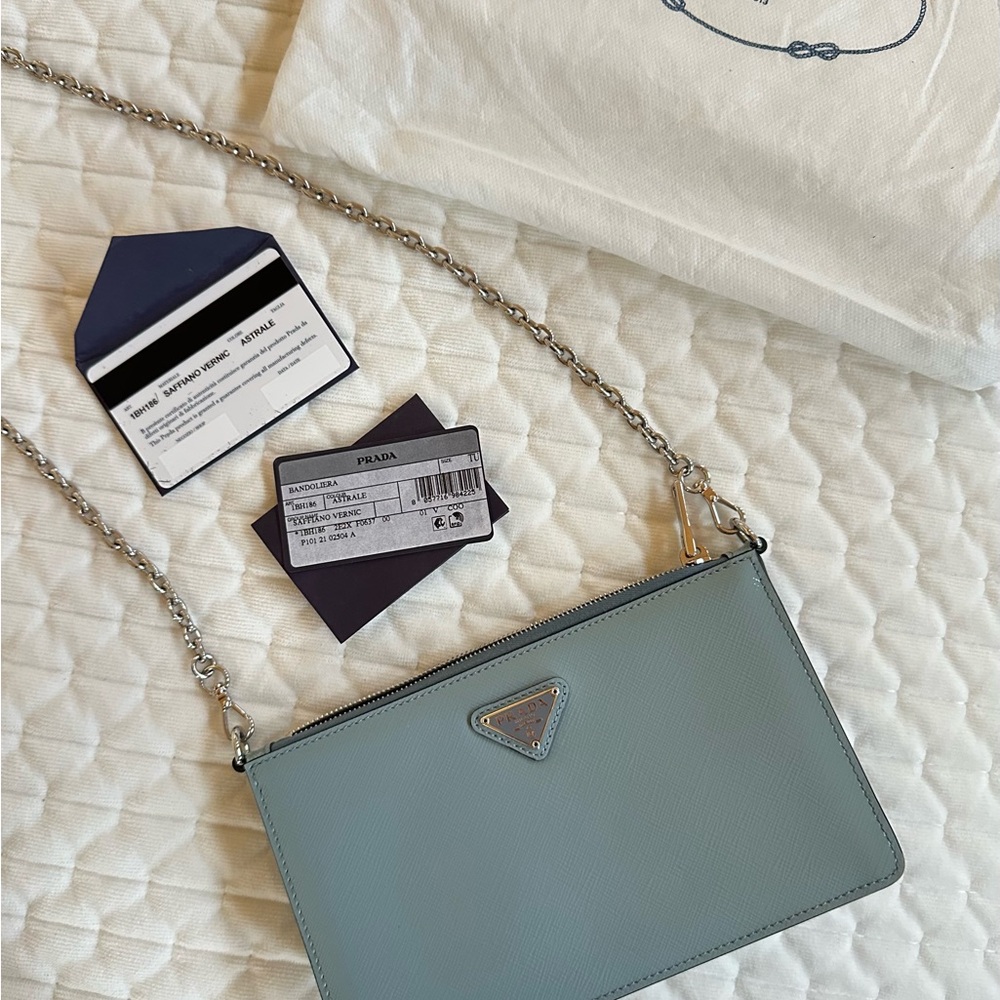 Prada Light Blue Leather Crossbody Bag